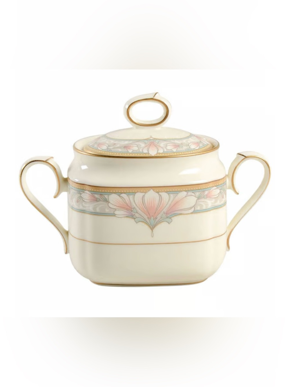 New! Noritake Barrymore fine bone china sugar server bowl 2 pc. container w/ lid